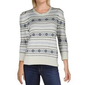 Ralph Lauren White & Navy Blue Patterned “Fair Isle” Sweater, NWT